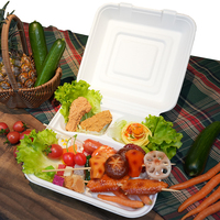 Boîte à lunch de bagasse biodégradable à emporter Conteneurs alimentaires Préparation de repas Récipient alimentaire à clapet à charnière Récipient alimentaire jetable