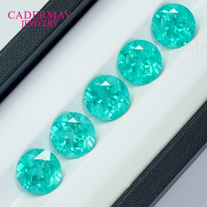 Phòng thí nghiệm quý giá tạo ra Paraiba màu xanh lá cây hình bầu dục cắt đá quý đá Thái Lan cắt tổng hợp Roy Paraiba màu xanh lá cây với vết nứt - Product Image 5
