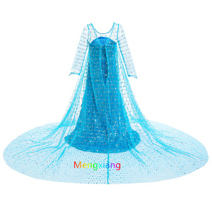 Petites filles <span class=keywords><strong>luxe</strong></span> princesse <span class=keywords><strong>Elsa</strong></span> robe avec brillant longue Cape filles anniversaire princesse reine des neiges Costume Cosplay enfants habiller - Product Image 3