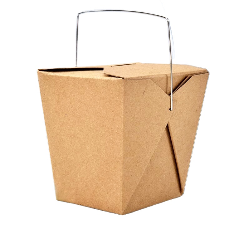 Disposable Paper Cup With Plastic Handle Takeaway Fast Food Container Custom Printed Ecofriendly Fried Chicken Dried Noodle Box