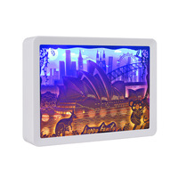 Lampe de chevet 3D artisanale en papier découpé, boîte à lumière personnalisée avec paysage architectural, cadeau créatif, art personnalisé, veilleuse