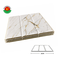 Panneaux de plafond en PVC à deux rainures de 30 cm de large, imperméables pour salles de bain / Panneaux de plafond de salle de bain imperméables avec lignes dorées