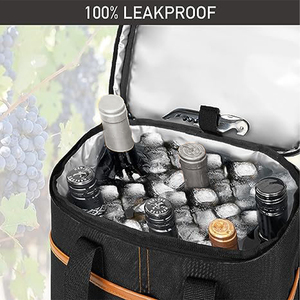 Sac isotherme en verre pour canette de bière de sublimation pour voyage pique-nique sac de transport de bouteille de vin sac fourre-tout à vin avec 2 verres à vin - Product Image 4