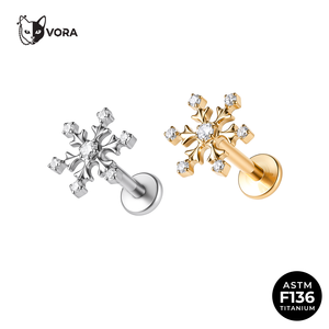 <span class=keywords><strong>Piercing</strong></span> Labret Flocon de Neige en Titane ASTM F136, Fileté Intérieurement, avec Grappe de Zircone Cubique, pour Cartilage d'Oreille, Hélix, Tragus, pour Enfants et Mariages - Product Image 1