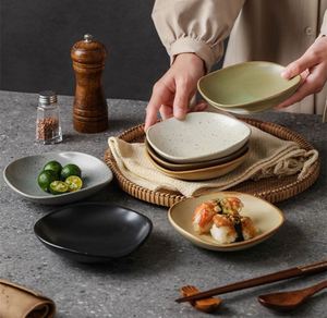 Japandi Sushi Barbecue <b>Ceramic</b> Tableware <b>Plates</b> for Restaurant 5 Inch Special-Shaped Hot Pot Sauce Dish Snacks Small Dish - Product Image 3