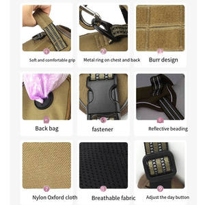 2024新しい反射なしプルドッグペットハーネス調節可能なコントロールハンドルオックスフォードドッグタクティカルハーネス、ポケット付きマジックステッカー - Product Image 2