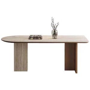 Tavolo da <span class=keywords><strong>Cucina</strong></span> in Legno Massello Stile Retrò Francese, Tavolo Creativo Vintage Semi-Ovale per Piccoli Appartamenti - Product Image 5