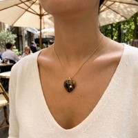 Pendentif Cœur en Pierre Naturelle, Pierres Précieuses Couleurs Assorties, Centre en Cristal, Bélière Dorée, Bijoux Plaqué Or Poli pour Fabrication de Cadeaux