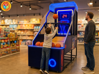 Jeu de basket-ball Arcade Hoops à monnayeur avec chronomètre de score pour centre commercial FEC