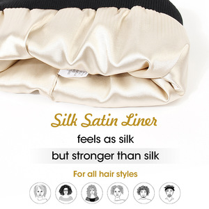 <span class=keywords><strong>Bonnet</strong></span> Tricoté à Revers pour Femme, Doublure Intérieure en <span class=keywords><strong>Satin</strong></span> <span class=keywords><strong>de</strong></span> <span class=keywords><strong>Soie</strong></span> avec Logo Personnalisé - Product Image 2