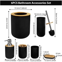 6 pièces accessoires de salle de bain ensemble porte-brosse à dents distributeur porte-savon porte-brosse de toilette poubelle pour la maison salle de lavage