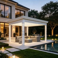 Pergola extérieure en alliage d'aluminium avec toit à persiennes réglables, imperméable, pour cour