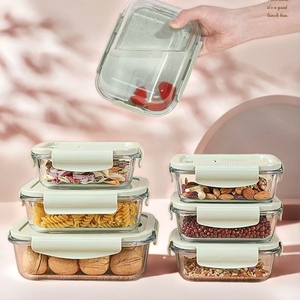 Bán buôn nóng bán nhiệt thực phẩm thủy tinh container Bento boxtableware cao Borosilicate bát thủy tinh đặt tươi giữ bát - Product Image 3
