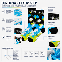 Chaussettes de sport à logo personnalisable, imprimées numériquement à 360 degrés, en polyester/nylon/coton/bambou/laine, séchage rapide