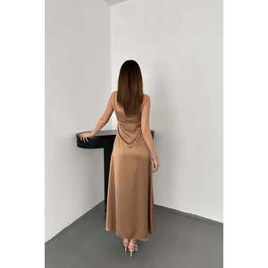 Vestido de Noche de Satén con Tirantes de Visón al por Mayor - Product Image 1