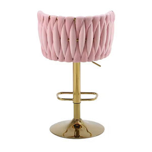 Chaise <span class=keywords><strong>de</strong></span> bar <span class=keywords><strong>de</strong></span> luxe en velours doré, pivotante et réglable, au design opulent - Product Image 3