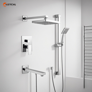 Set Doccia Moderno in Ottone con Getto Massaggiante a 3 Funzioni per Uso Esterno e <span class=keywords><strong>Cucina</strong></span>, <span class=keywords><strong>Soffione</strong></span> Doccia a Incasso a Parete - Product Image 1