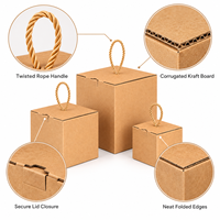 Boîte cadeau en papier kraft imprimée sur mesure avec poignée en corde, boîte d'emballage pliable en carton ondulé pour mariage, fête, Noël, vente en gros, OEM