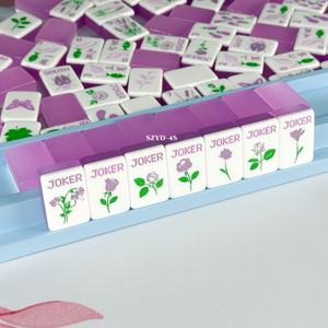 <span class=keywords><strong>Set</strong></span> di <span class=keywords><strong>Mahjong</strong></span> di Lusso Personalizzato Bicolore Viola e Bianco con 166 Tessere, <span class=keywords><strong>Set</strong></span> Americano Premium con Tessere in Acrilico - Product Image 2