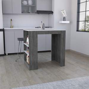 DB Portree Modern Kitchen Cart <b>Oak</b> Wood Kitchen Island with 3-Side <b>Shelves</b> - Product Image 1