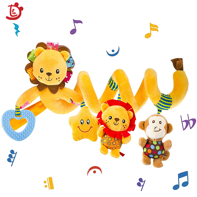 2021 Best Selling Soft Infant Activity Spiral Hanging Stuffed lion monkey Plush Crib Toy