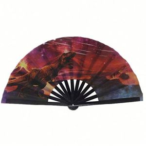Promotional <b>Large</b> 33cm Rave Folding Hand <b>Fans</b> Bamboo Crafts for Party and Marriage - Product Image 5