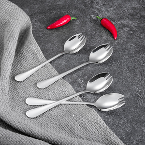 ช้อนส้อมพกพา DFU125 แบบสั่งทำขายส่งจำนวนมาก ใช้ซ้ำได้ 2 in 1 สำหรับแคมป์ปิ้ง คุณภาพสูง ผลิตจากสแตนเลส SUS 410 304 - Product Image 3