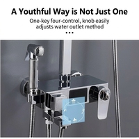 Robinet de luxe à température constante avec affichage numérique LED chromé et ensemble de douche pressurisée chaude et froide pour salle de bain