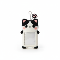 OEM ODM Gantungan Kunci Tempat Kartu Foto Boneka Kucing Kartun Kustom Kawaii Lembut Tempat Kartu Foto Idol Kpop Tempat Kartu ID Pelajar