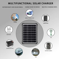 Chargeur solaire universel 20W pour batterie de voiture, téléphone, tablette, ordinateur portable, hub USB, pinces crocodiles, câble 5-en-1, 12V 5V 9V, hors réseau