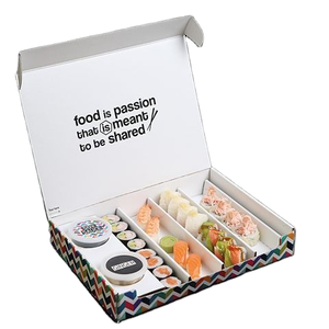 Caja de sushi de embalaje de papel impreso Kraft de grado alimenticio para pizza/galleta/pastel reciclable - Product Image 1