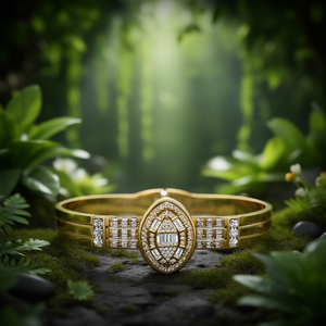 BBBA-04100 กำไลข้อมือและกำไลคริสตัลชุบทอง 22k ดีไซน์หรูหราสำหรับผู้หญิง - Product Image 3