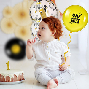 ลูกโป่งลาเท็กซ์พิมพ์ลายหน้ายิ้มสำหรับงานปาร์ตี้ธีมฮิปปี้สุขสันต์วันเกิดหนึ่งตกแต่งด้วยลูกโป่งยางพารา - Product Image 4