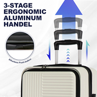Valise rigide en PC blanc de haute qualité, ouverture frontale, roulettes silencieuses à 360°, avec serrure TSA pour les voyages