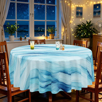 Nappe imprimée numérique motif vague océanique abstraite bleue, prix d'usine, pour maison moderne, vente en gros