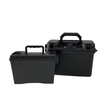 Boîtes de munitions Bafuluo Lot de 2 conteneurs de stockage de munitions verrouillables Boîtier étanche avec couvercle Design en plastique Nouveaux étuis rigides noirs Mallette à outils