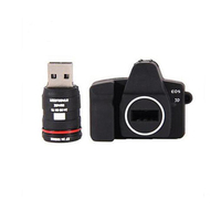 Kamera şekilli USB Flash sürücü 16GB 32GB 64GB özel PVC Pendrive 128GB toptan USB 3.0 sopa