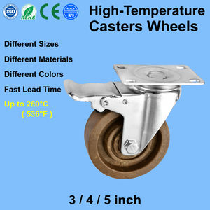 Roda Giratória de Alta Temperatura CMCL para Forno, Média Capacidade, 3, 4, 5 Polegadas, Fenólica 280 ℃   536 ℉   Rodízios Resistentes a Altas Temperaturas em Fibra - Product Image 1