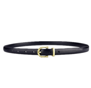 Cinturón con hebilla de Pin para vaqueros para mujer, Cinturón fino decorativo versátil, de cuero, sencillo, negro, nuevo - Product Image 3