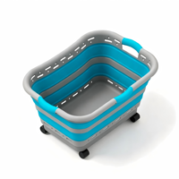 Panier à linge pliable 60L avec roulettes universelles, panier à linge sale, double poignée, design ventilé pour le rangement dans la buanderie