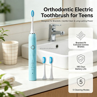 Brosse à dents orthodontique de couleur vert clair, brosse à dents électrique sonique, design moderne, nettoyage des dents, diverses fonctions avec 5 modes de fonctionnement