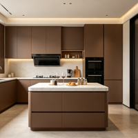Meubles de cuisine modernes sur mesure pour toute la maison, avec éclairage et rangement multi-tiroirs, fournis directement par l'usine OEM, pour projets résidentiels.