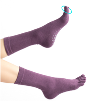 Chaussettes de yoga antidérapantes à cinq doigts pour femmes avec logo personnalisé 2026 – Séparation des orteils pour Pilates, danse et exercices