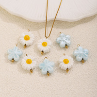 Colgantes de Cerámica DIY con Forma de Flor Margarita, Mini Abalorios de Flores Coloridas DIY, Accesorios para Colgantes y Adornos