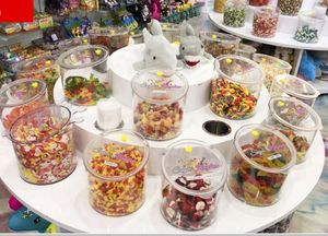 Contenedor redondo de plástico transparente personalizado para almacenamiento de alimentos de cocina, contenedores de dulces y nueces solo para exhibición - Product Image 6