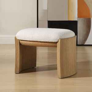 Pouf scandinave moderne, <span class=keywords><strong>banc</strong></span> rembourré en tissu avec pieds en bois, <span class=keywords><strong>petit</strong></span> ottoman en bois pour salon - Product Image 2
