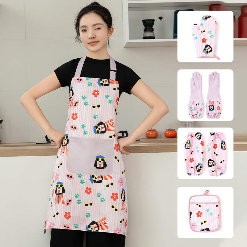 Modern housewife waterproof apron combination 3