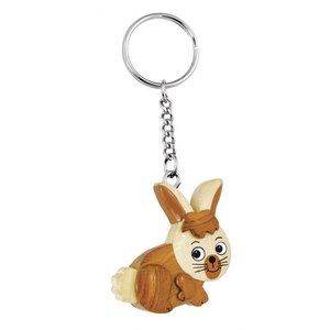 Portachiavi in legno a forma di coniglio, ciondolo a forma di animale in miniatura per chiavi e borse - Product Image 1