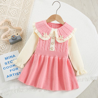 Robe Pull pour Filles, Nouvelle Collection Automne-Hiver 2026, Style Coréen, Col Peter Pan Mignon, Pull en Tricot pour Bébés Filles
