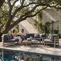 Ensemble de canapés d'extérieur circulaires de luxe, sectionnel en aluminium courbé, assise profonde, mobilier de patio imperméable, personnalisable